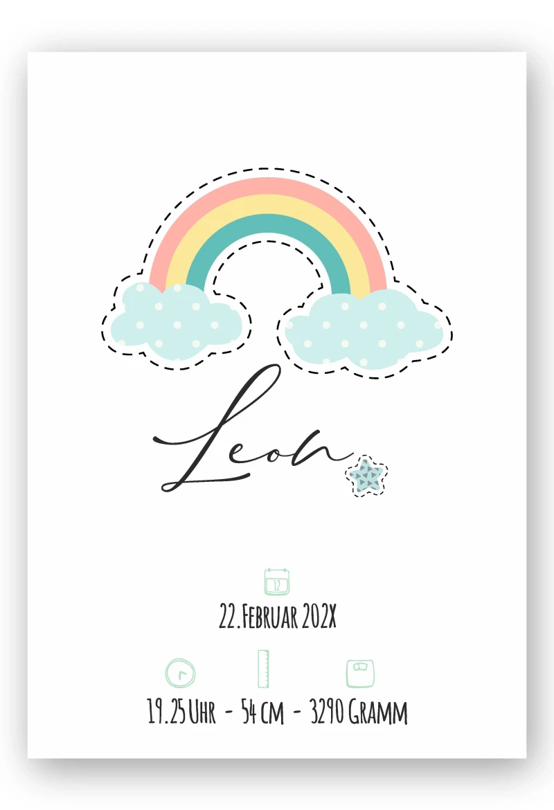 Wandbild personalisierbar Regenbogen "Leon"